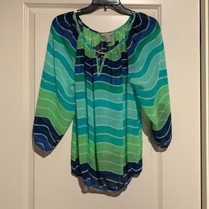 Banana Republic blouse, green/blue, size: small. Like new.